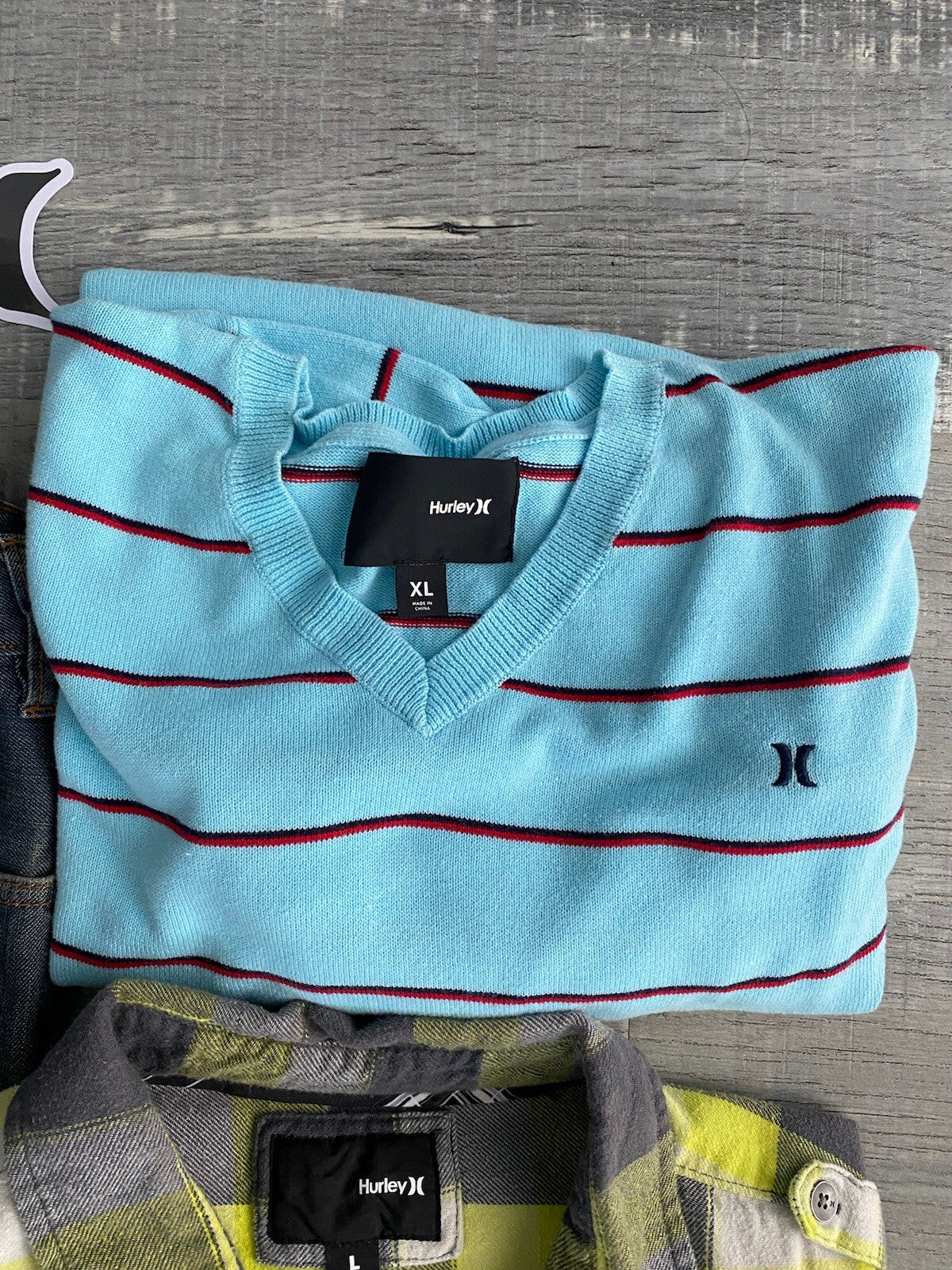 Hurley Outfit Hurley Denim 32 Hurley Sweater Hurley Flannel 3 Pieces In Set Rvca