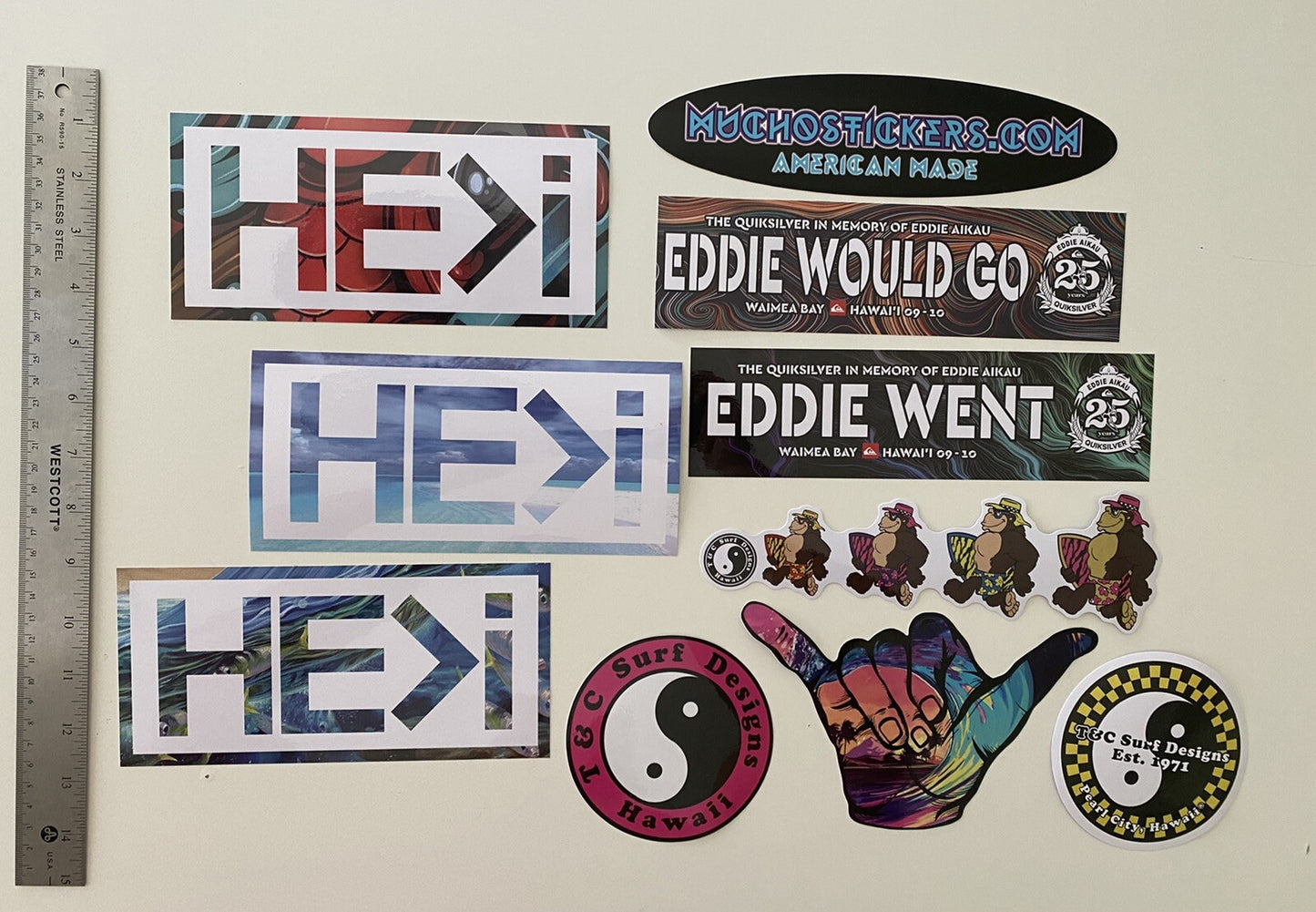 T&C Stickers Eddie Would Go Stickers Volcom Hosoi Vans Lost Mayhem RVCA Ripcurl