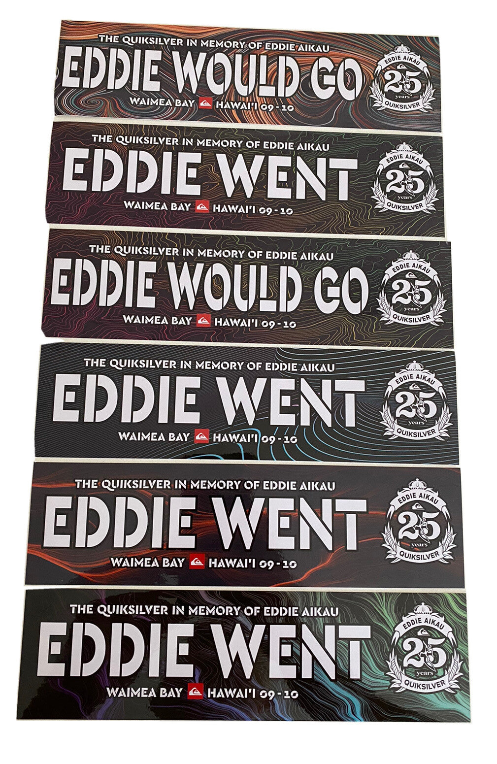 Eddie Would Go Stickers MASTERS SET OF 6 Surf Stickers EDDIE GO DECAL 2010 RVCA