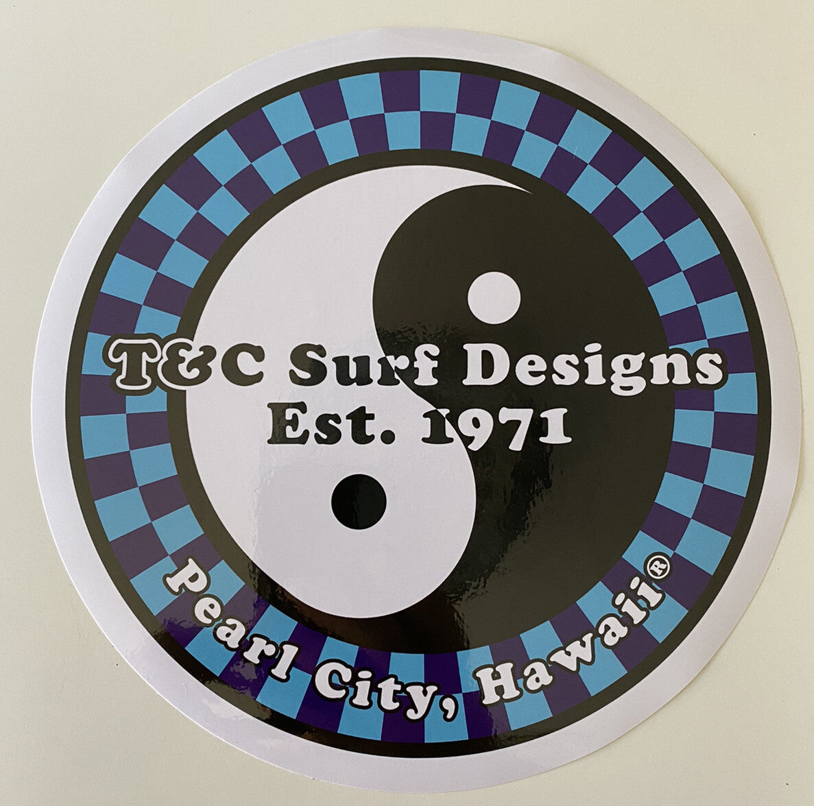 Town Country Surfboards STICKER T&C Logo Checkers STICKER T&C XL 8 Inch Board