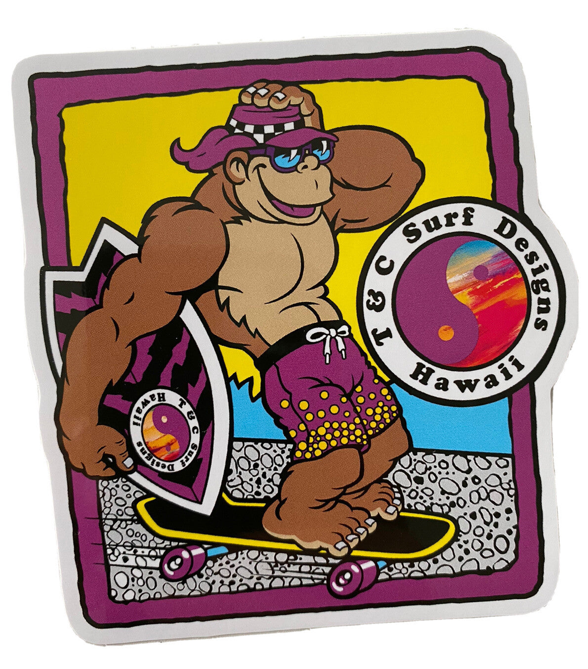 Town Country Surfboards STICKER Hawaii Gorilla Surfing STICKER T&C HAWAII DECAL