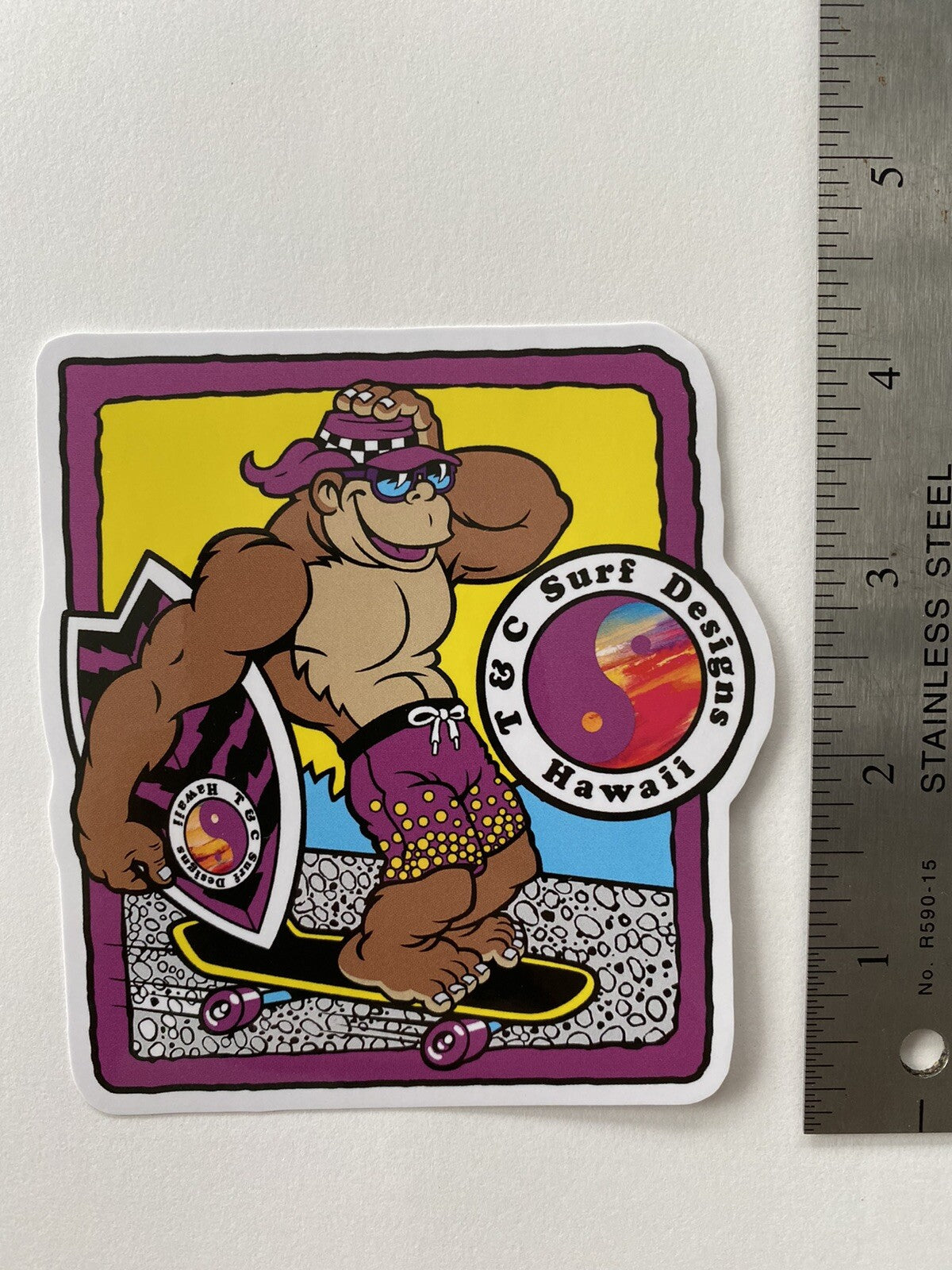 Town Country Surfboards STICKER Hawaii Gorilla Surfing STICKER T&C HAWAII DECAL