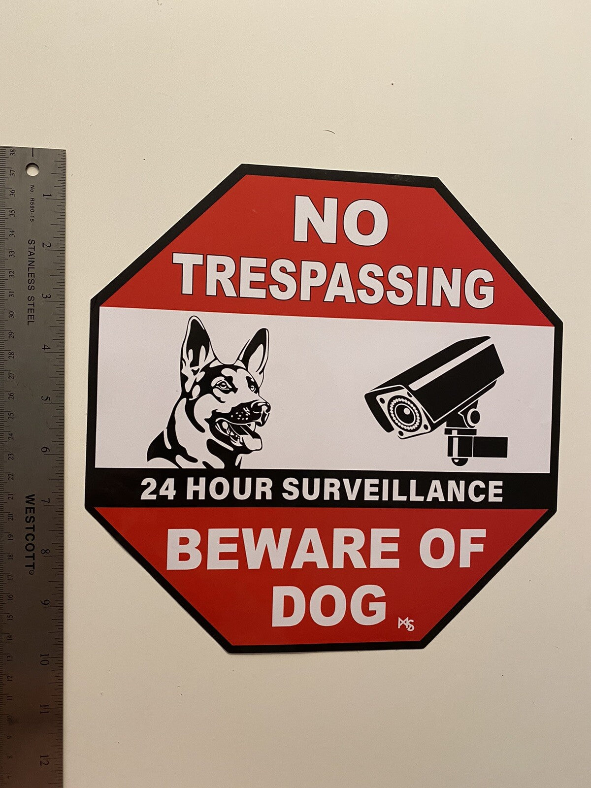 BEWARE OF DOG SIGN 10” XXL NO TRESPASSING STICKER LOT 6 Camera STICKER SECURITY