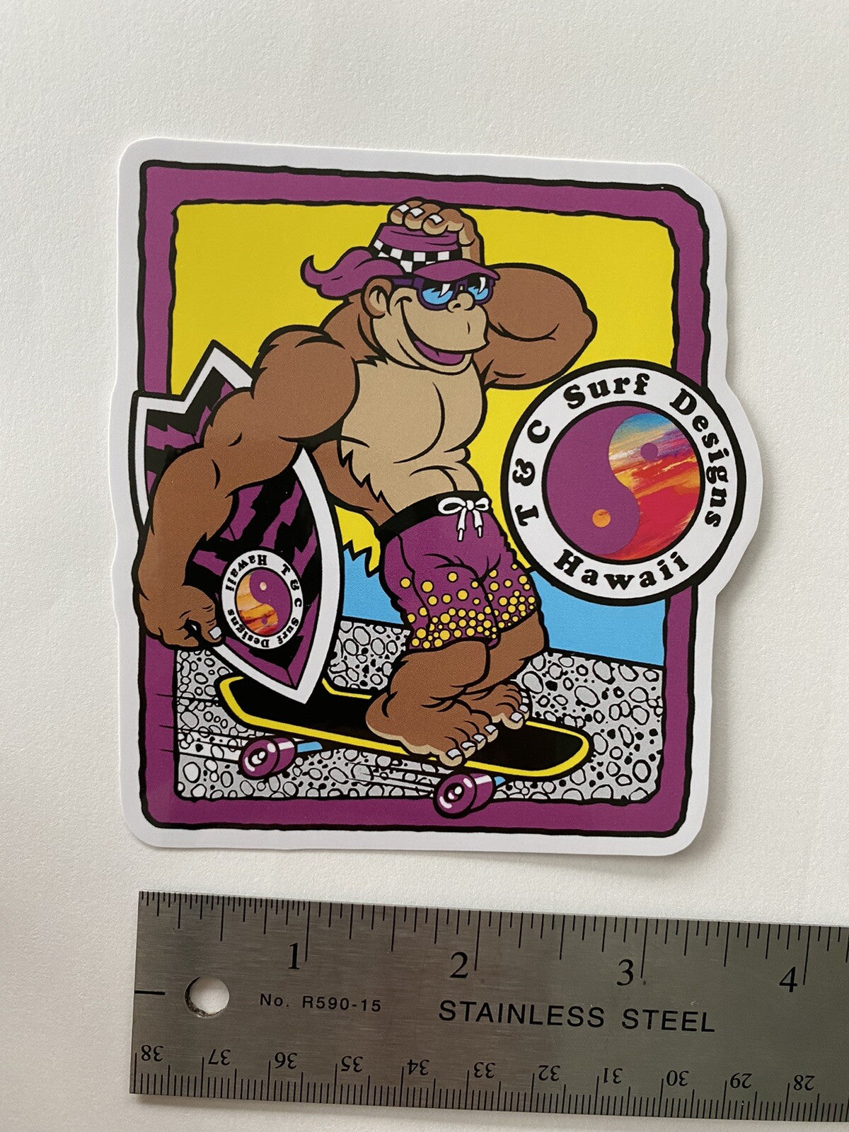 Town Country Surfboards STICKER Hawaii Gorilla Surfing STICKER T&C HAWAII DECAL