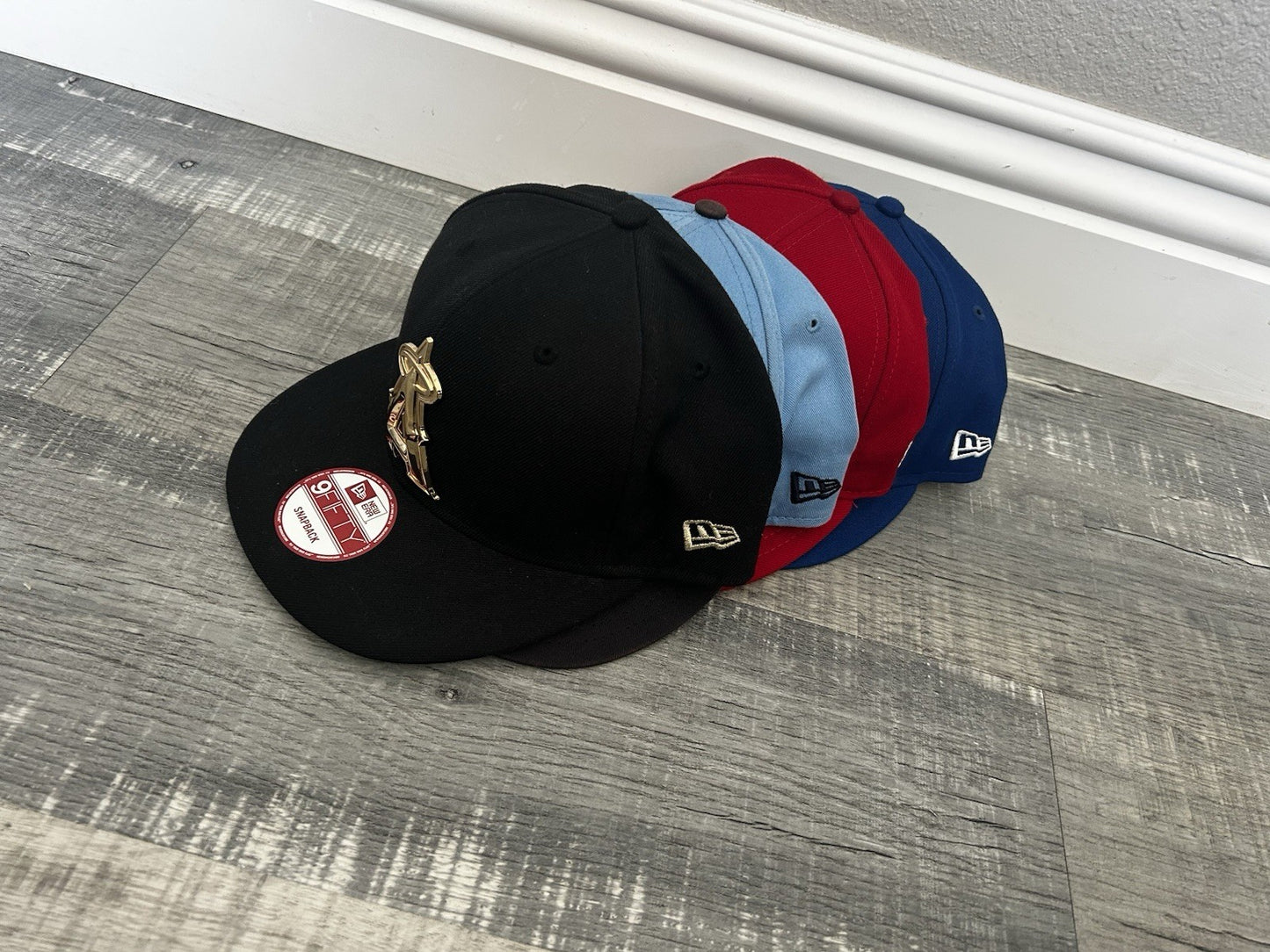 MLB Authentic Angels LOT 4 HATS New Era 59FIFTY Fitted Cap 3 Snap Hats 7 1/4 LA