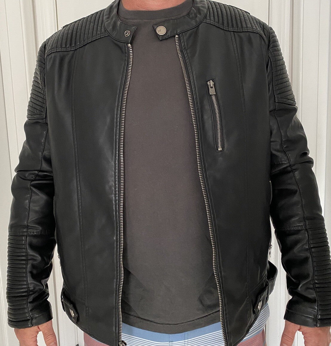 Leather Jacket Outlaw Jacket Faux Leather Rockstar Jacket Diesel Chromehearts LA
