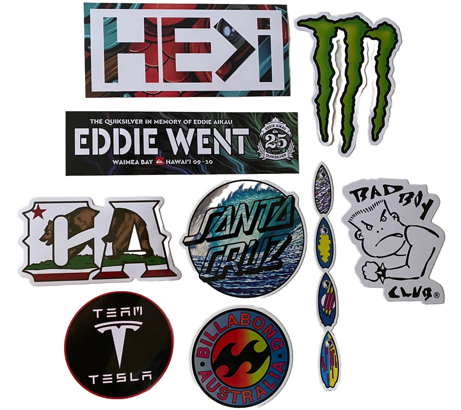VINTAGE SKATEBOARDING STICKER Lot 9 90’s Monster Quik Volcom Eddie Would Go RVCA