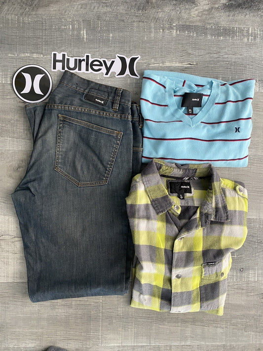 Hurley Outfit Hurley Denim 32 Hurley Sweater Hurley Flannel 3 Pieces In Set Rvca