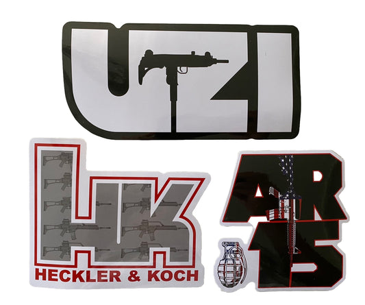 Springfield Armory Decals Uzi HK Stickers 3 Pack Gun Stickers Glock