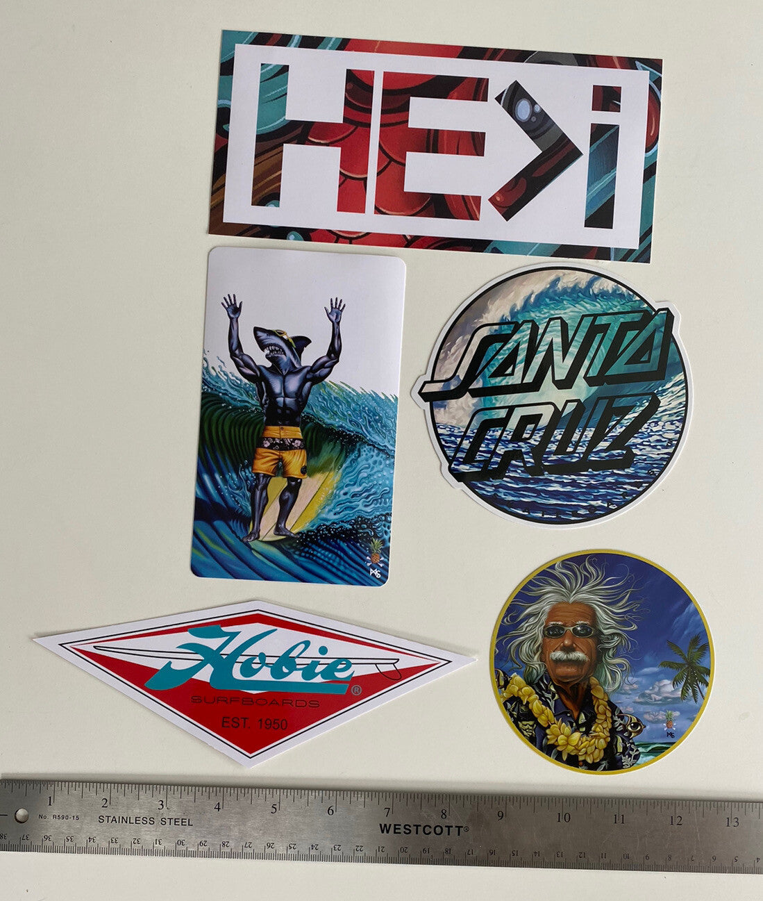 HOBIE Sticker Set 5 WSL Heki Volcom Fcs 2 RVCA Eddie Would Go RVCA T&C Vans WSL