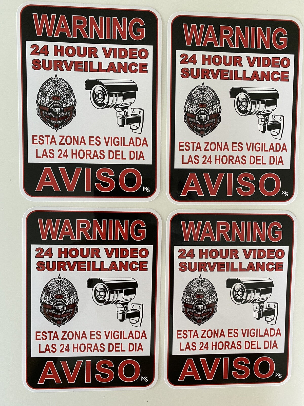 AVISO STICKER 6 LOT 24 Hr Surveillance video camera sticker CCTV Beware decal LA