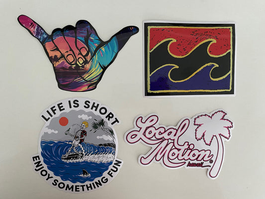 SURF STICKERS Vintage Surf Stickers Rip Curl Lost Billabong Hang Loose Shaka FCS