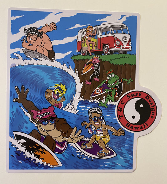 Town Country Surfboards STICKER T&C Vintage Surfing Sticker VW Volcom Eddie Go