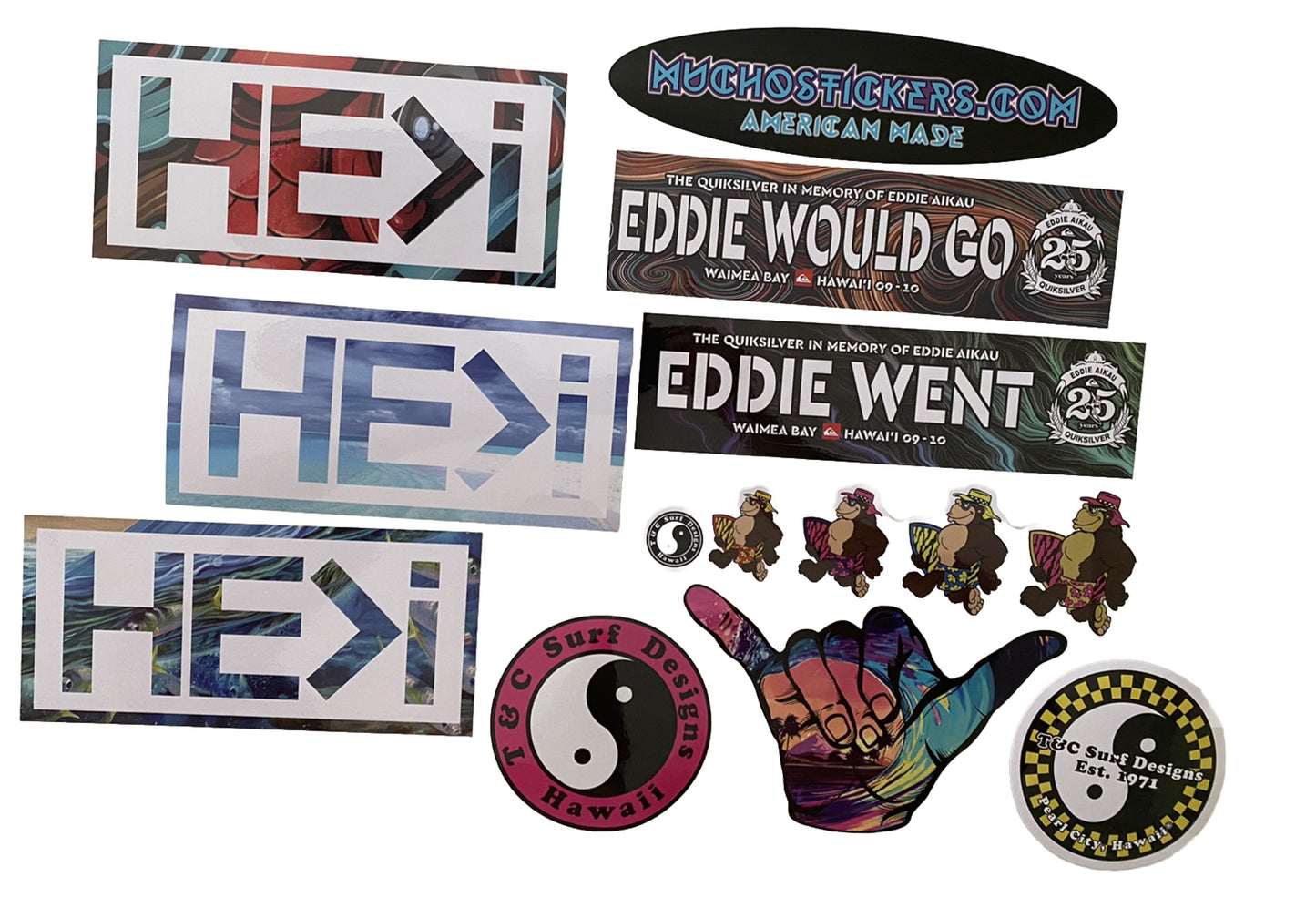 T&C Stickers Eddie Would Go Stickers Volcom Hosoi Vans Lost Mayhem RVCA Ripcurl