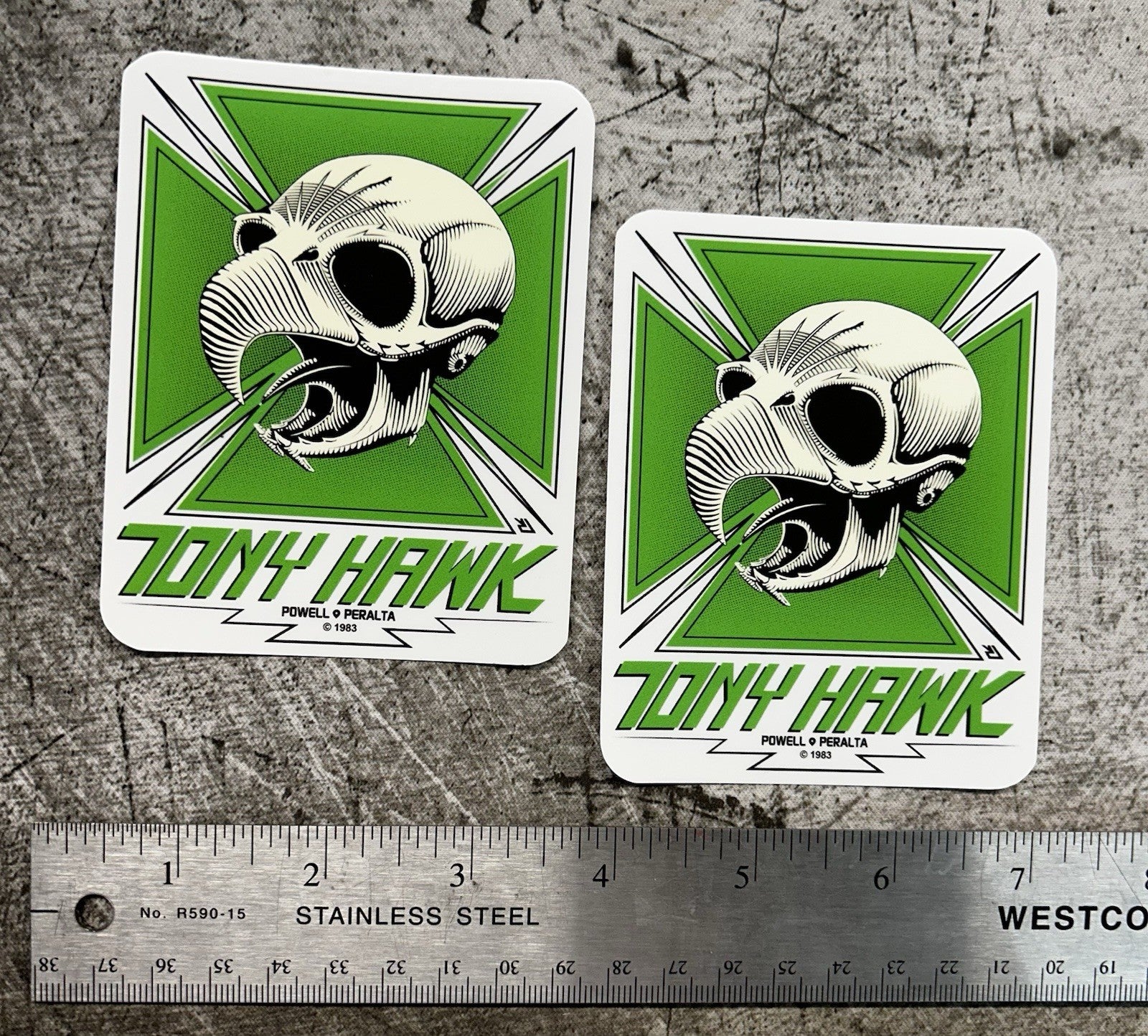 VINTAGE SKATEBOARDING STICKERS 1980’s Skateboarding BOGO TONY HAWK Blue Alva