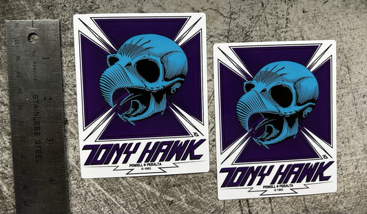 VINTAGE SKATEBOARDING STICKERS 1980’s Skateboarding BOGO TONY HAWK Blue Alva