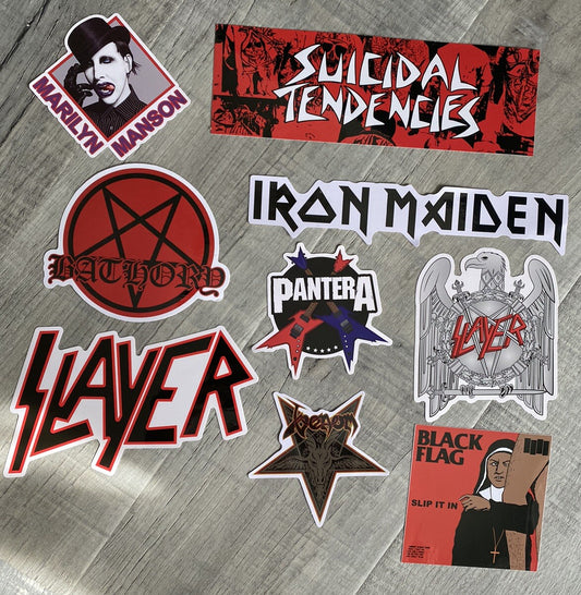 SLAYER STICKER METAL BAND STICKERS SET OF 9 Large STICKERS PUNK ALTERNATIVE ROCK