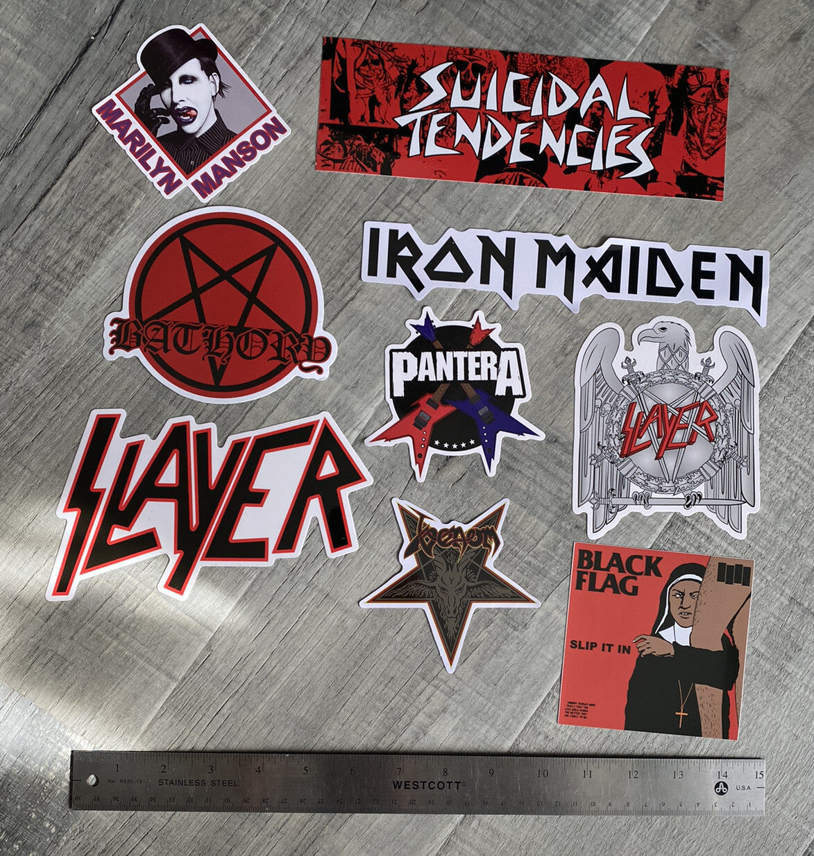 SLAYER STICKER METAL BAND STICKERS SET OF 9 Large STICKERS PUNK ALTERNATIVE ROCK