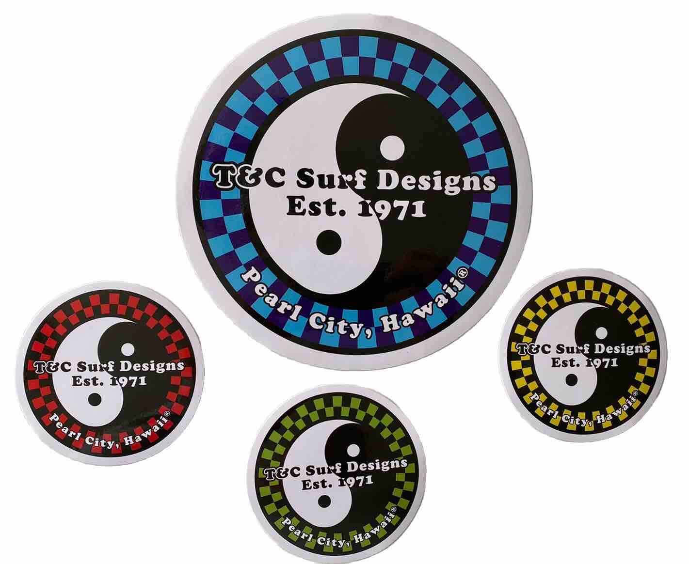 T&C Stickers Town Country Surfboards 4 Sticker Set 7” XXL Ripcurl Hobie Album HI