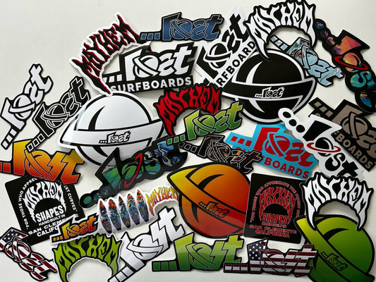Lost Surfboards Sticker Set Mayhem Sticker Set.
Assorted Mayhem and Lost Surfboards stickers. Both new and vintage surf sticker styles. 