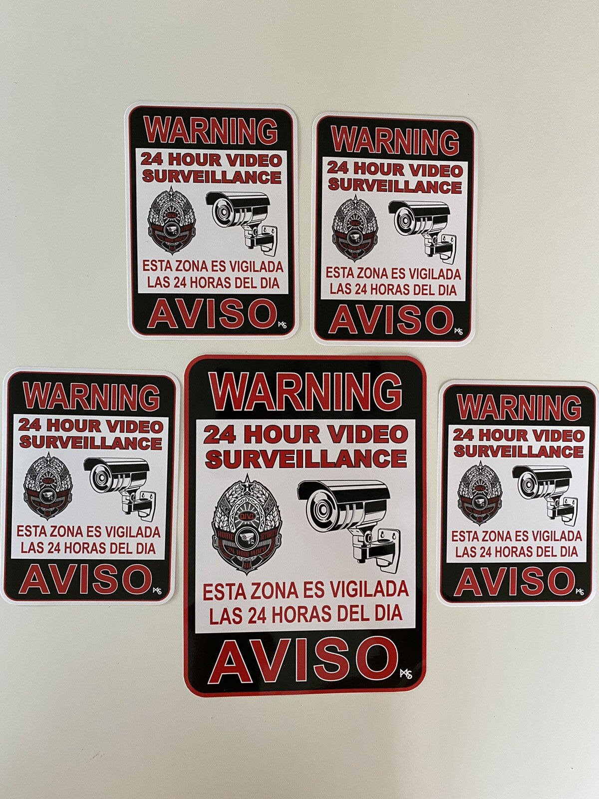 AVISO STICKER 6 LOT 24 Hr Surveillance video camera sticker CCTV Beware decal LA