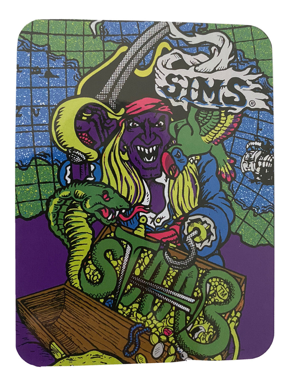 Sims Skateboard Sticker 1980 Vintage Skateboarding Stabb Pirate Decal Alva FLIP