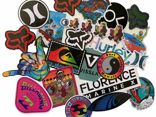 SURF STICKER Lot  Of 12 T&C Surf Decal Set Rip Curl Quiksilver Vans Billabong LA