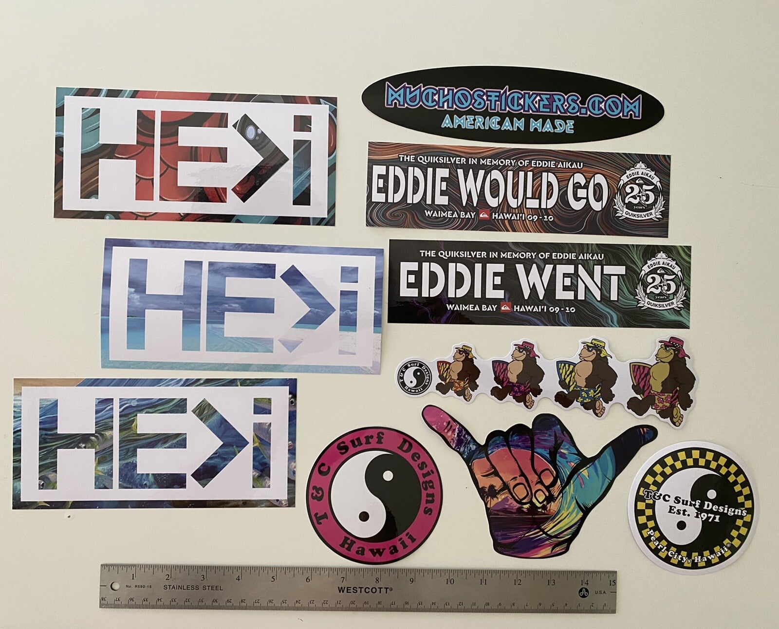 T&C Stickers Eddie Would Go Stickers Volcom Hosoi Vans Lost Mayhem RVCA Ripcurl