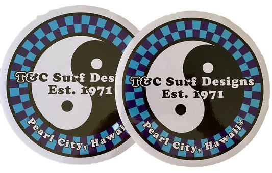 Town Country Surfboards STICKER T&C Logo Checkers  STICKER T&C XL 8 Inch Board