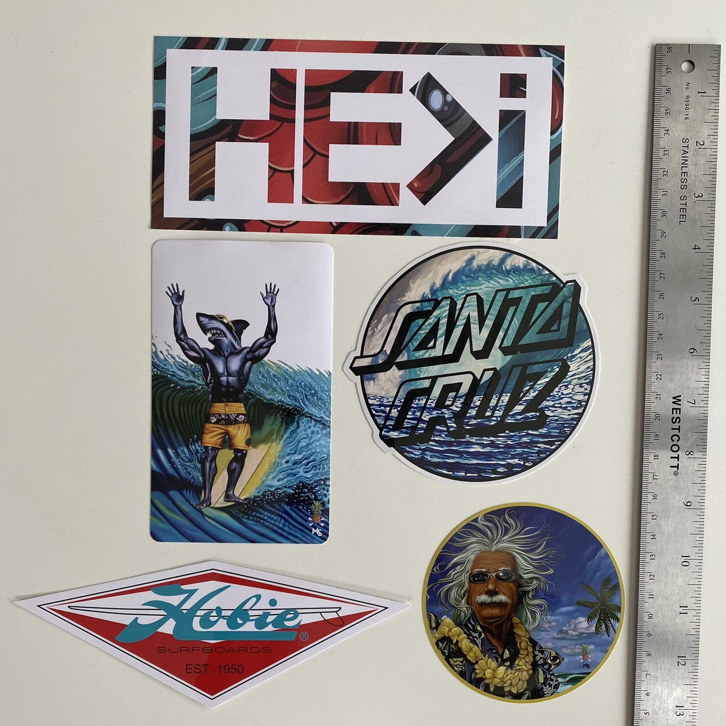 HOBIE Sticker Set 5 WSL Heki Volcom Fcs 2 RVCA Eddie Would Go RVCA T&C Vans WSL