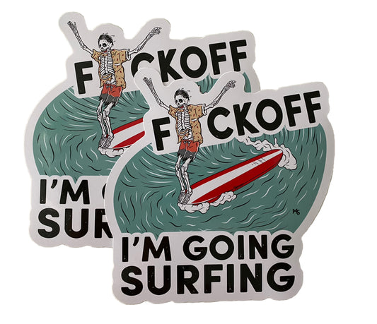Vintage SURFING I’M GOING SURFING STICKER HOBIE ALMOND Volcom Rip O’Neill “BOGO”