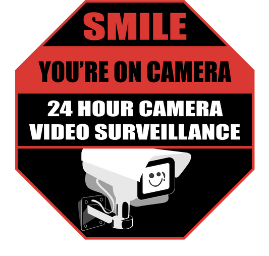 SMILE On Camera STICKER SECURITY STICKER NO TRESPASSING Decals Beware Sticker