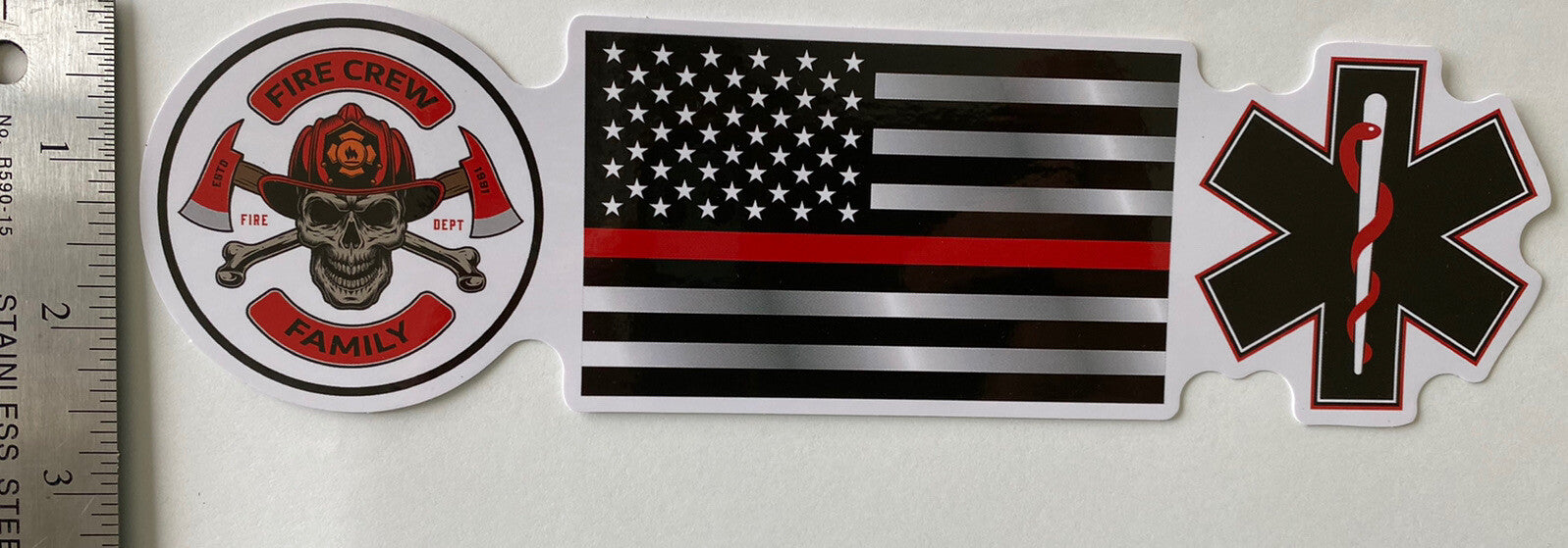 American Flag Thin Red Line USA Flag EMT FIREFIGHTER STICKER FIRE DEPT DECAL USA