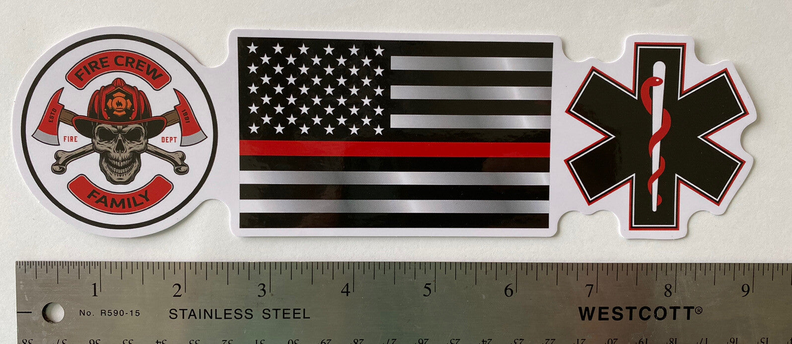American Flag Thin Red Line USA Flag EMT FIREFIGHTER STICKER FIRE DEPT DECAL USA
