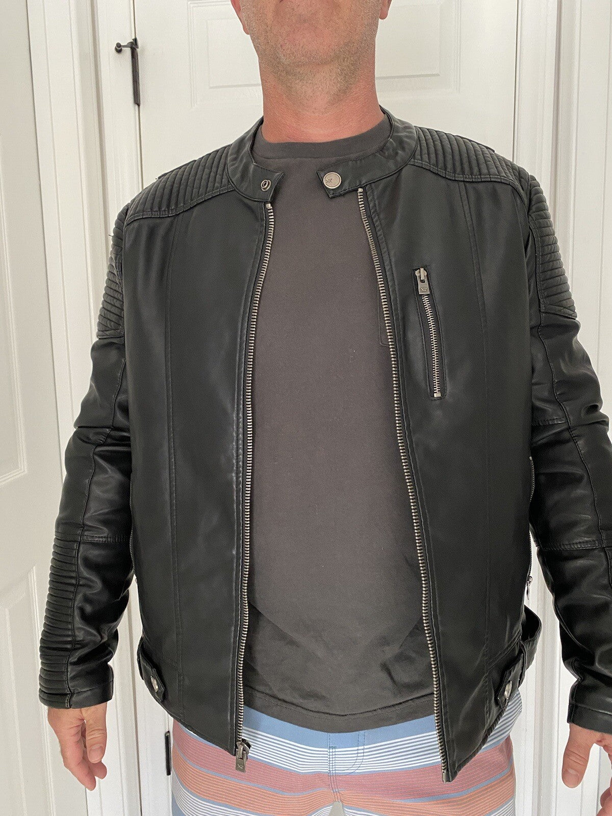 Leather Jacket Outlaw Jacket Faux Leather Rockstar Jacket Diesel Chromehearts LA