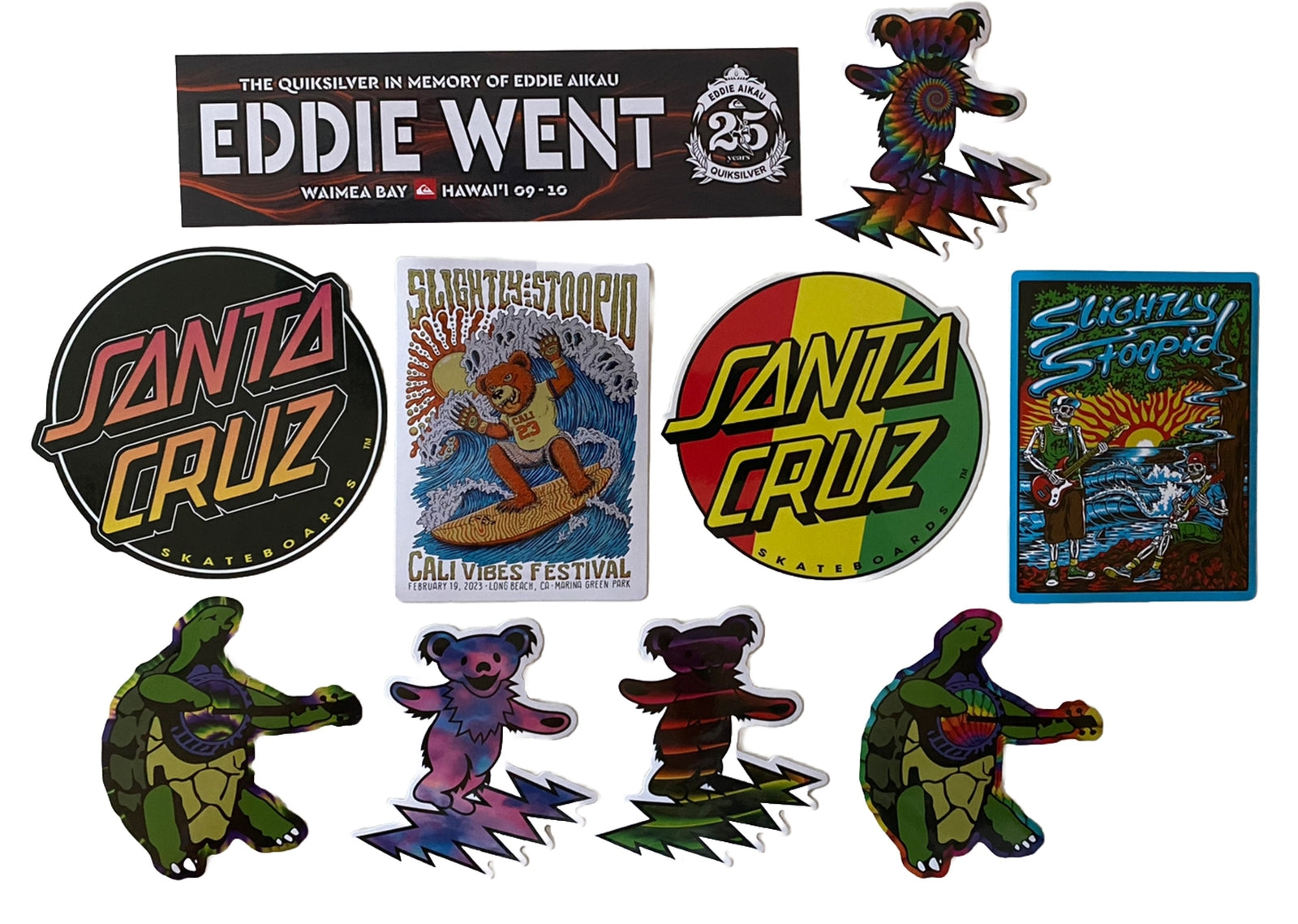 VINTAGE SKATEBOARDING STICKER Lot Surfing Sticker Lot Music Decals SET 10 Eddie