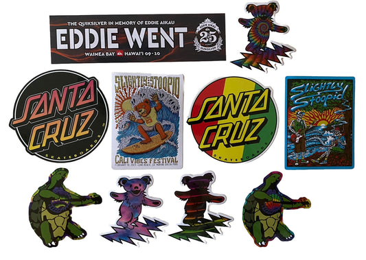 VINTAGE SKATEBOARDING STICKER Lot Surfing Sticker Lot Music Decals SET 10 Eddie