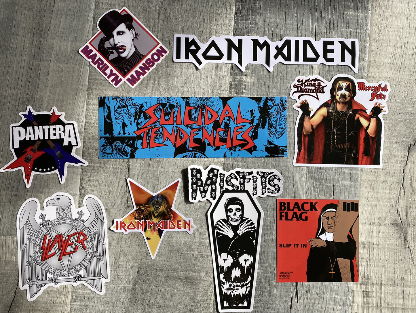 Iron Maiden Sticker Set Of 9 King Diamond Black Flag PANTERA Asst Rock Stickers