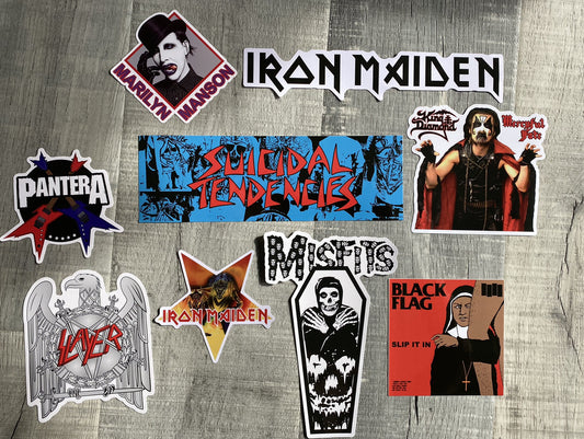 Iron Maiden Sticker Set Of 9 King Diamond Black Flag PANTERA Asst Rock Stickers