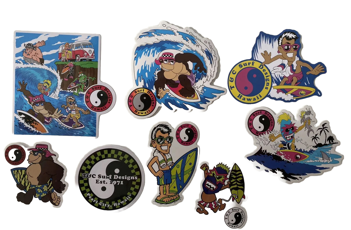 Town Country Surfboards Sticker Collectors STICKER SET 8 Lot USA Bones Flip