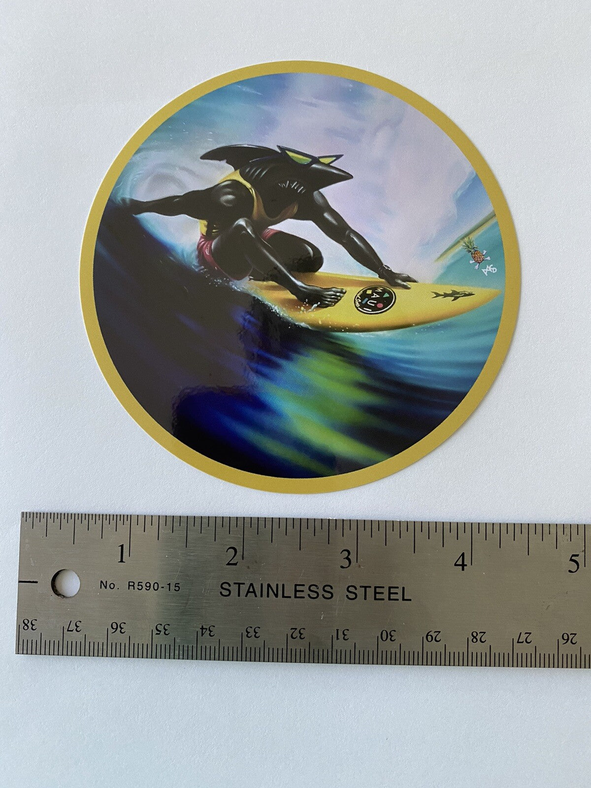 Shark Surfing Decal Maui & SONS VINTAGE STICKERS VOLCOM STICKER RIP CURL HOBIE