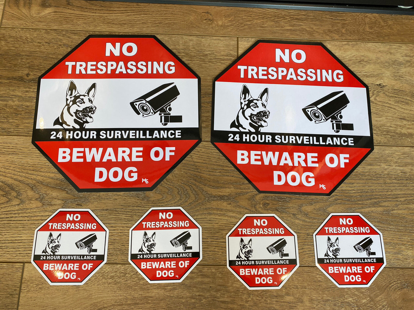 BEWARE OF DOG SIGN 10” XXL NO TRESPASSING STICKER LOT 6 Camera STICKER SECURITY