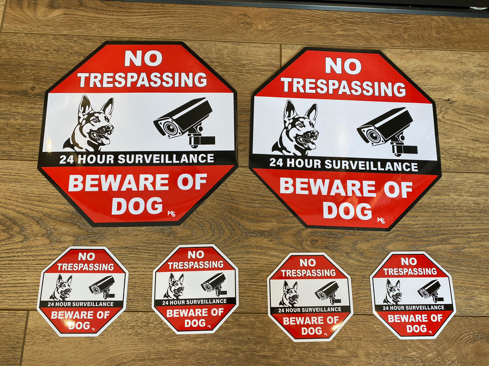 BEWARE OF DOG SIGN 10” XXL NO TRESPASSING STICKER LOT 6 Camera STICKER SECURITY