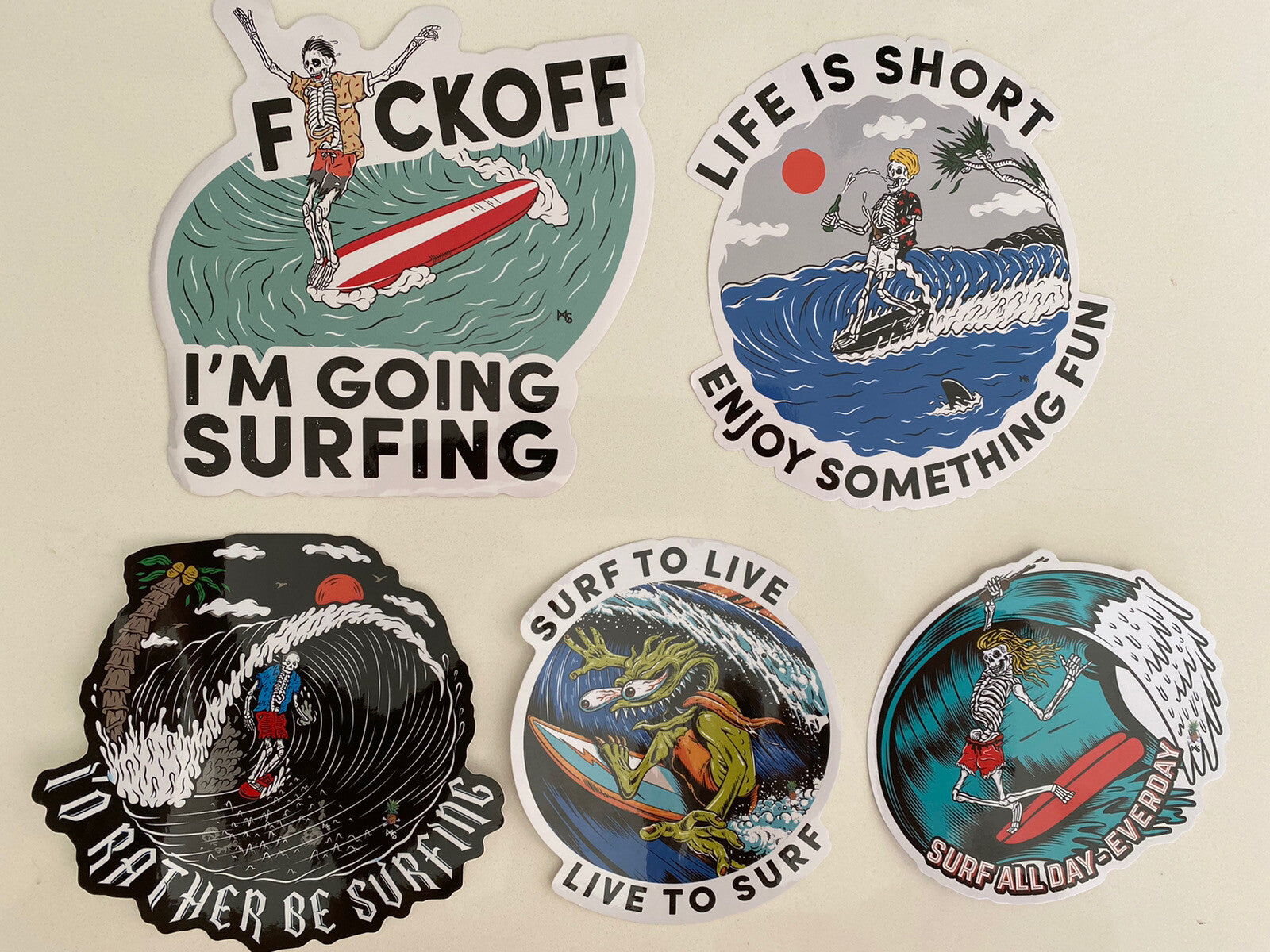 SURFING STICKER Set Santa Cruz O’Neill LOST QUIK BILLABONG Volcom RVCA Nike