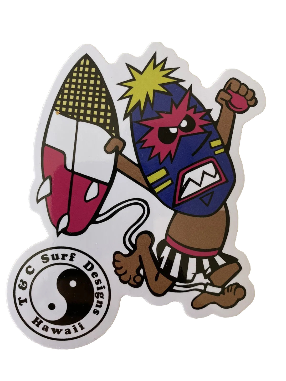 T&C Stickers Town Country Surfboards T&C TIKI Guy Surfing STICKER Da Boys Ape LA