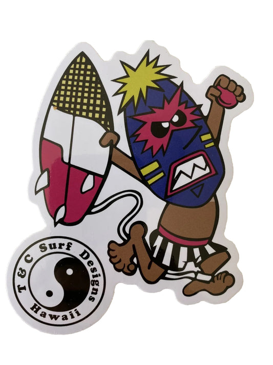 T&C Stickers Town Country Surfboards T&C TIKI Guy Surfing STICKER Da Boys Ape LA