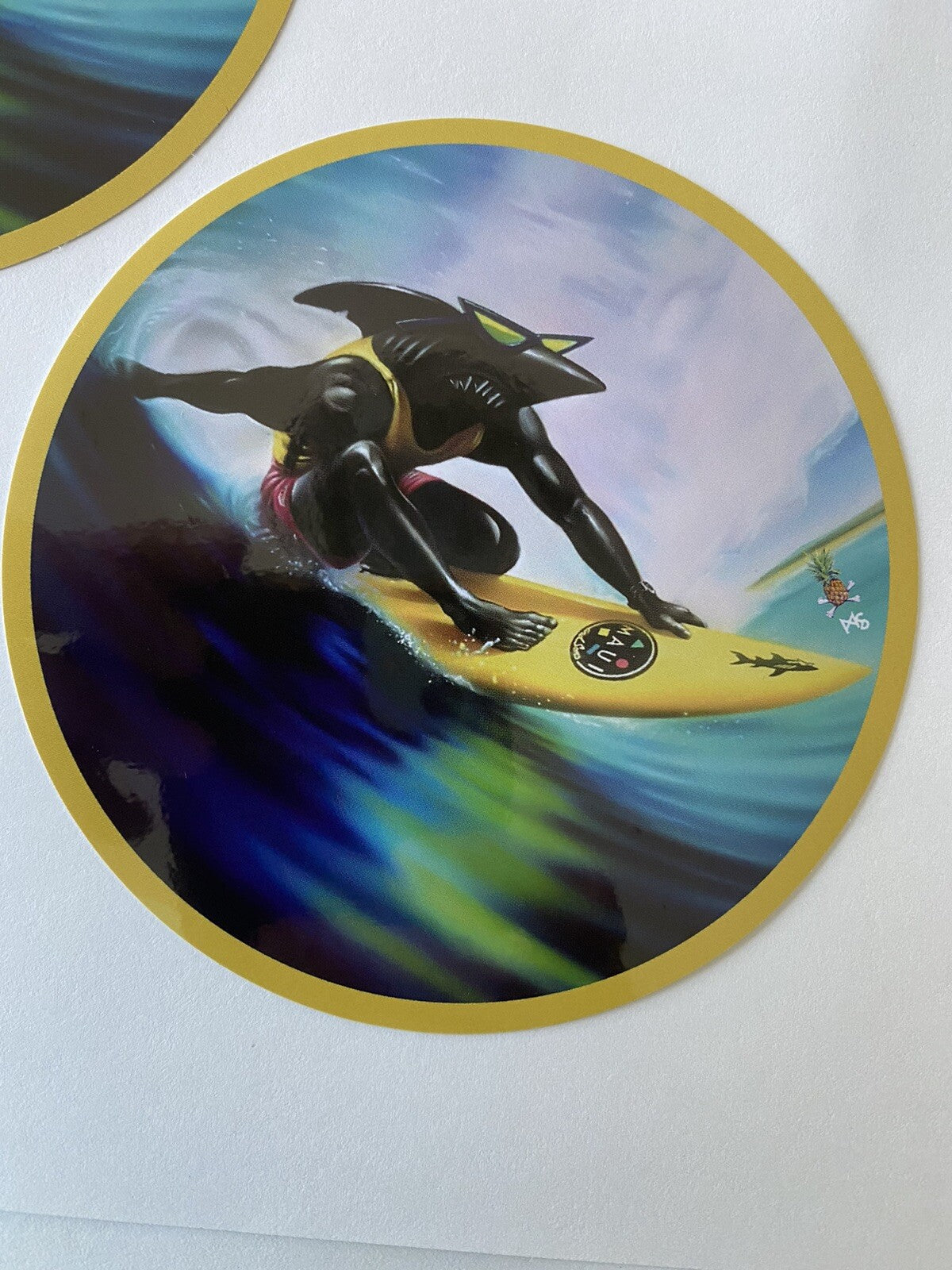 Shark Surfing Decal Maui & SONS VINTAGE STICKERS VOLCOM STICKER RIP CURL HOBIE