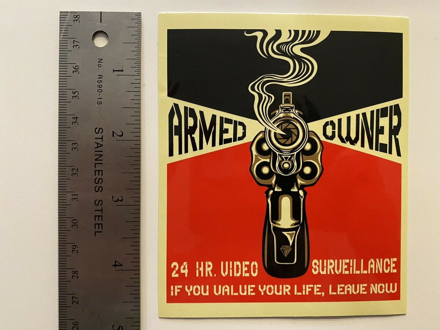 Home Security Stickers Gun Owner Warning ARMED SECURITY CCTV Camera Alarm