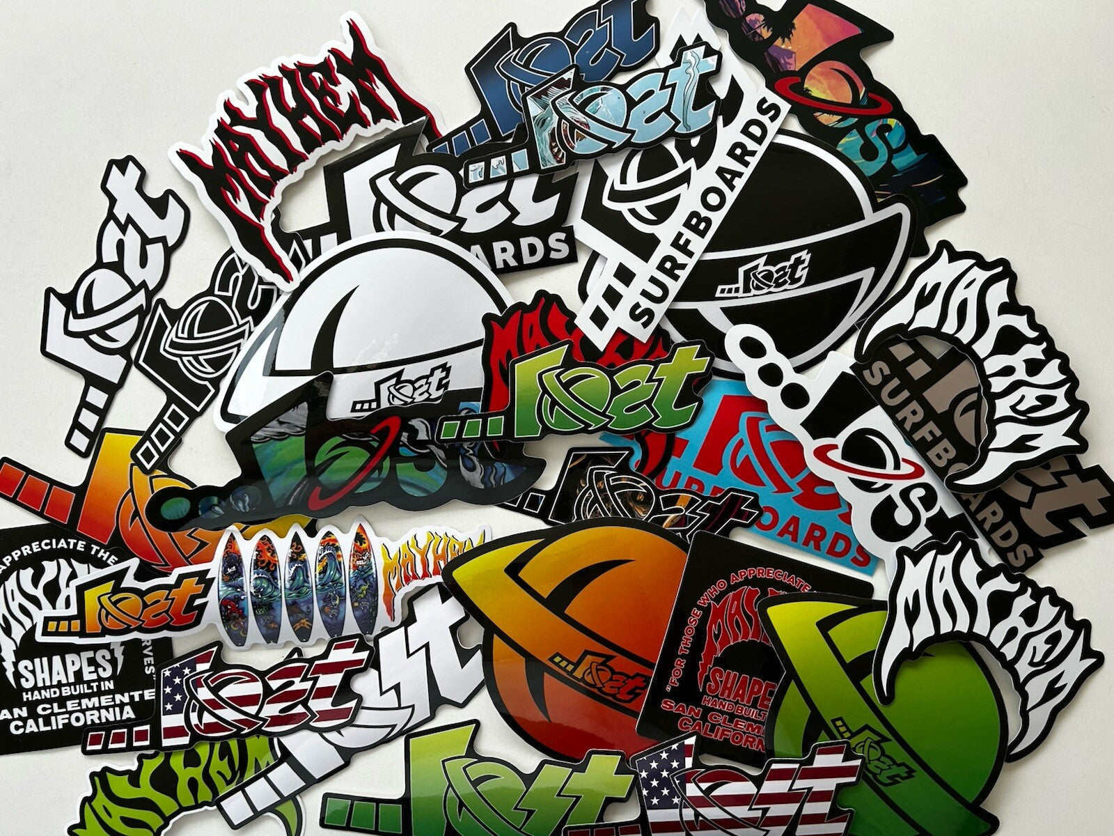 MAYHEM STICKER Lot LOST SURFBOARDS Stickers 20 Lot Florence Volcom Rip Curl