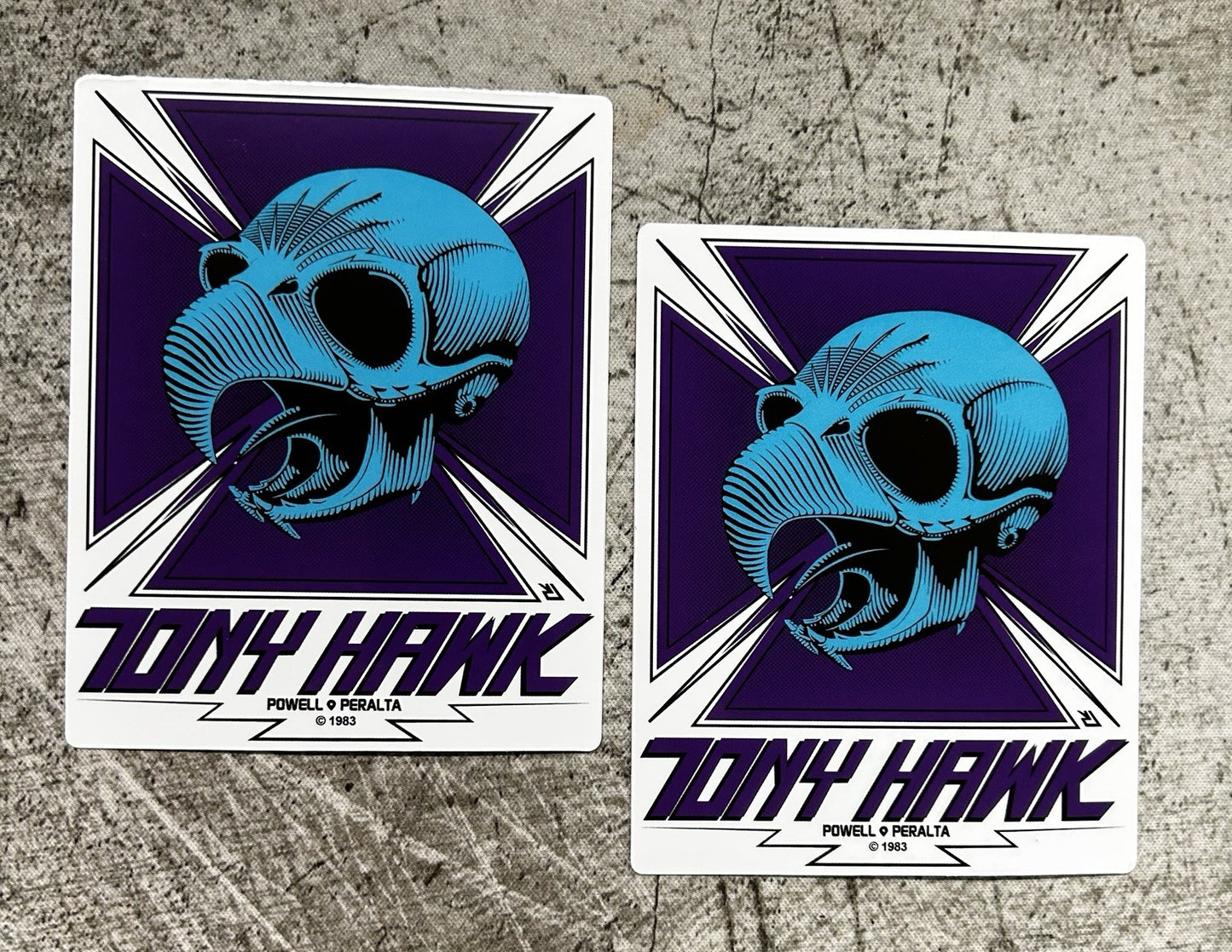 VINTAGE SKATEBOARDING STICKERS 1980’s Skateboarding BOGO TONY HAWK Blue Alva